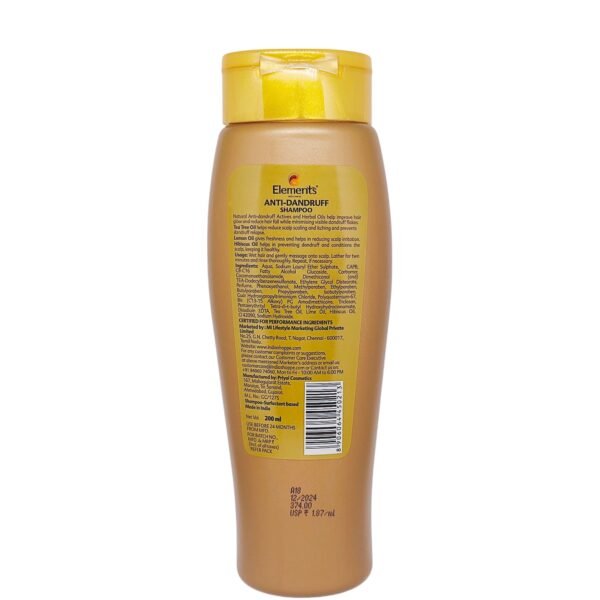 Elements Anti-Dandruff Shampoo 200ml – Herbal Solution for Dandruff-Free & Healthy - Image 2