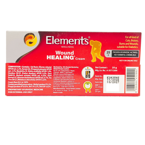 Elements Wound Healing Cream 25g – Ayurvedic Formula for Fast & Natural Wound Recovery - Image 2